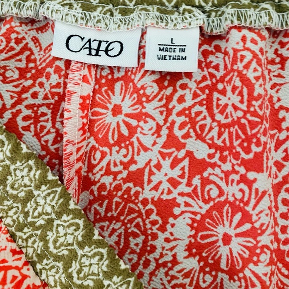 Cato Boho Women’s Pants Large Boho Pull On Wide Leg High Waist Orange Crepe - Picture 4 of 6